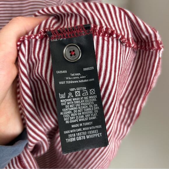 Ted Baker London Men’s Red Striped Casual Polo Shirt Size - Picture 8 of 9